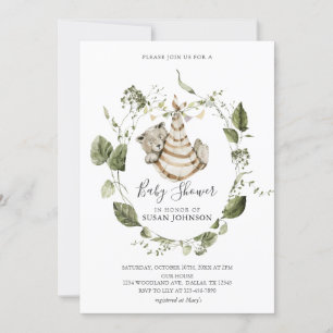 Cute Little Woodland Bear Baby Shower Invitation