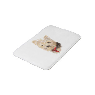 Cute Little Yorkshire Terrier Yorkie Dog Bath Mat