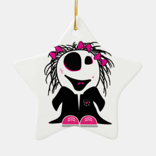 cute little zombie girly ceramic tree decoration