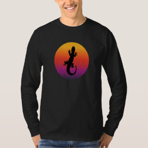 Cute Lizard Gecko Animal Silhouette at Sunset for T-Shirt