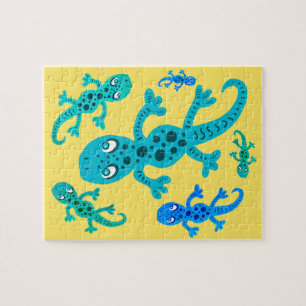 Cute Lizard Geckos with Spots Kids Jigsaw Puzzle