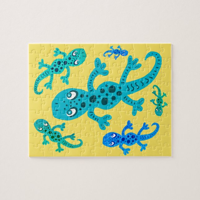 Cute Lizard Geckos with Spots Kids Jigsaw Puzzle (Horizontal)