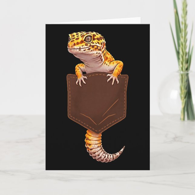 Cute Lizard Reptile Leopard Gecko Pocket Funny Men Card (Front)