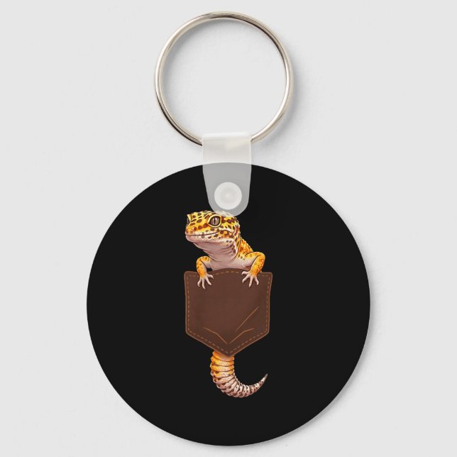 Cute Lizard Reptile Leopard Gecko Pocket Funny Men Key Ring (Front)
