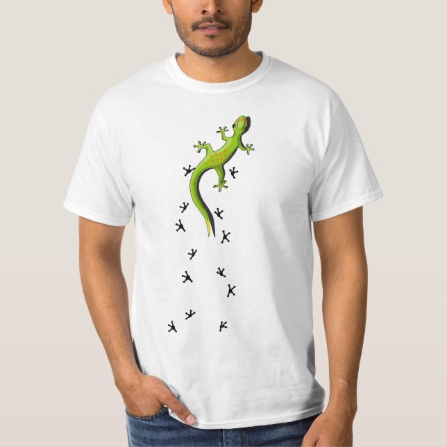 Cute Lizard Reptile With Tracks Climbing Gecko T-Shirt (Front)