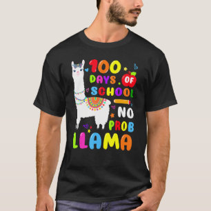 Cute Llama 100 Days No Prob 100 Days Of School Adu T-Shirt