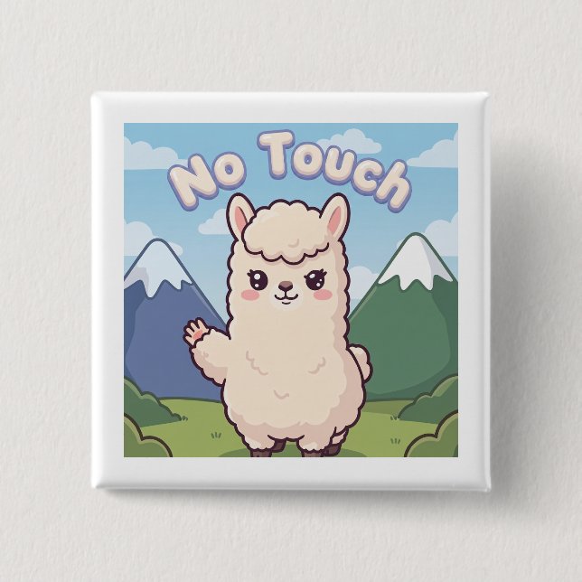 Cute Llama  15 Cm Square Badge (Front)