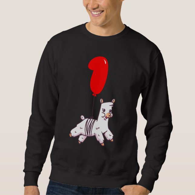 Cute Llama  1st Birthday  Kids Balloon Party Sweatshirt (Front)