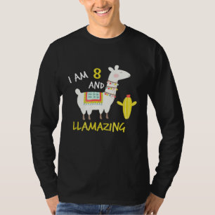 Cute Llama 8th Birthday Llamazing for Girls T-Shirt