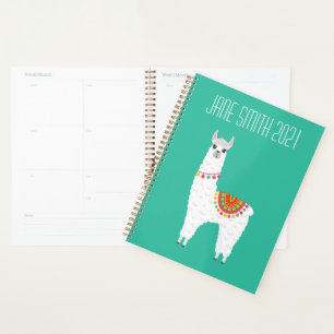 Cute Llama alpaca blue colourful Planner