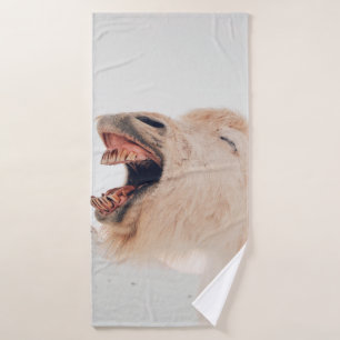 CUTE LLAMA ALPACA LAUGHING BATH TOWEL