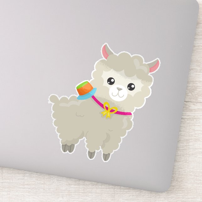 Cute Llama, Alpaca, Little Llama, Llama With Hat  (Detail)