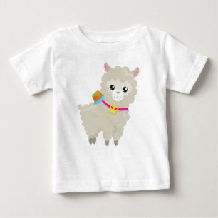 Cute Llama, Alpaca, Little Llama, Llama With Hat  Baby T-Shirt