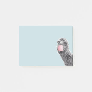 Cute Llama Alpaca with Bubble Gum Post-it Notes