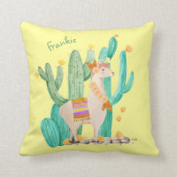 Cute Llama and Cactus Scene - Yellow Personalised