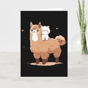 Cute Llama And Cat Card