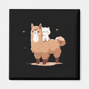 Cute Llama And Cat Magnet