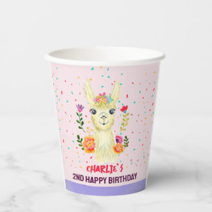 Cute Llama Animal Birthday Party Colourful Mexican Paper Cups