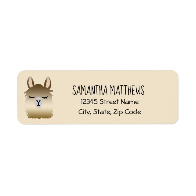 Cute Llama Animal Return Address Label (Front)