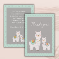 Cute llama aqua and grey baby shower