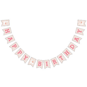 Cute Llama Baby Kids Birthday Pink bunting banner