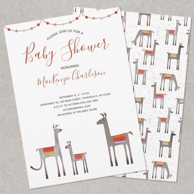 Cute Llama Baby Shower Invitation (Creator Uploaded)