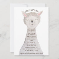 Cute Llama Baby Shower | Neutral Watercolor Alpaca