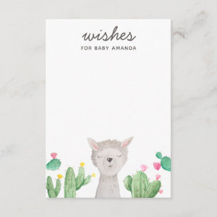 Cute Llama Baby Shower Wishes Alpaca Activity Enclosure Card