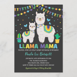 Cute Llama Boy Baby Shower / Fiesta Cactus Alpaca Invitation