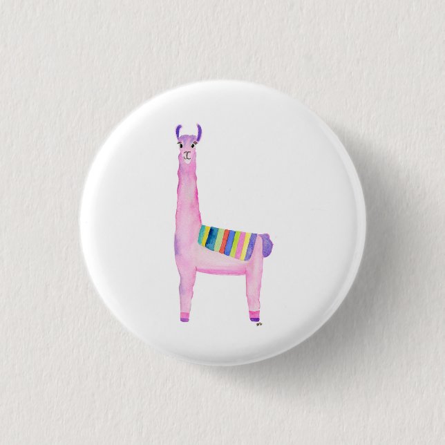 Cute llama button, pin (Front)