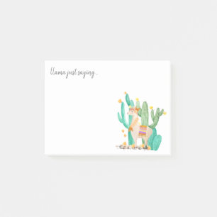 Cute Llama & Cactus Watercolor - Llama Just Saying Post-it Notes