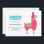Cute Llama Cartoon Hot Pink Kids Birthday Invitation<br><div class="desc">Cute design for kids,  boys or girls who love llama. Perfect for animal theme birthday party. You can customise the wording to fit other occasions.</div>