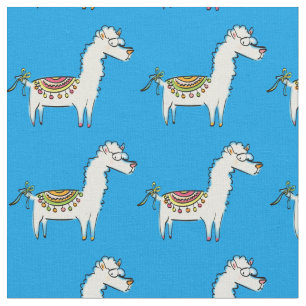 Cute Llama Cartoons Fabric