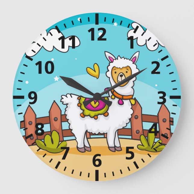 Cute Llama Child’s Room Wall Clock (Front)