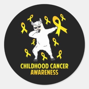 Cute Llama Dabbing Warrior Childhood Cancer Awaren Classic Round Sticker