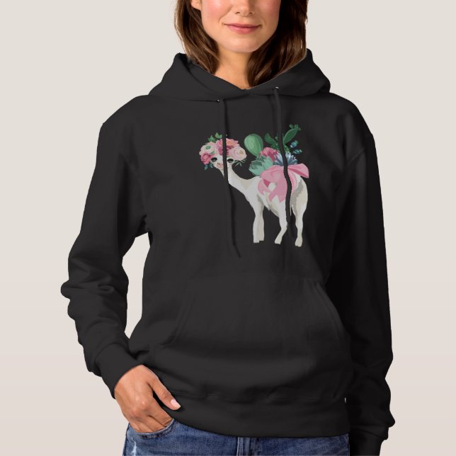 Cute Llama Drama Flower Child Pagan Tradition Kids Hoodie (Front)