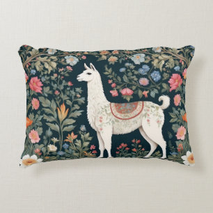 Cute Llama Elegant Floral Decorative Cushion