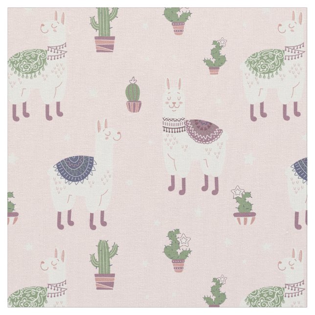 Cute Llama Fabric (Close Up)
