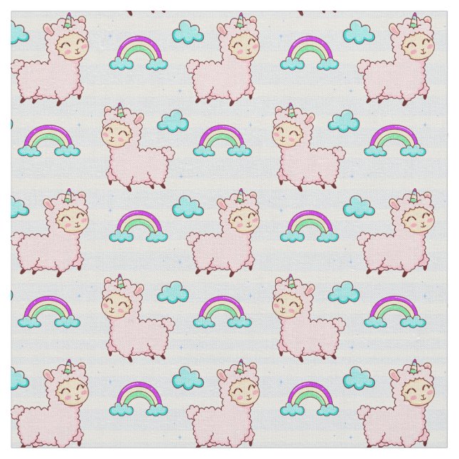 Cute Llama Fabric (Close Up)