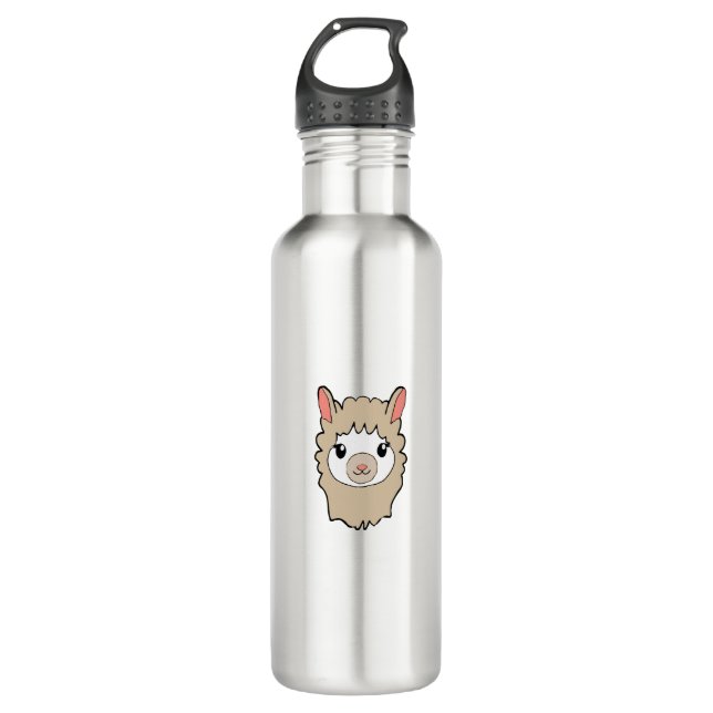 Cute Llama Face Drawing 710 Ml Water Bottle (Front)