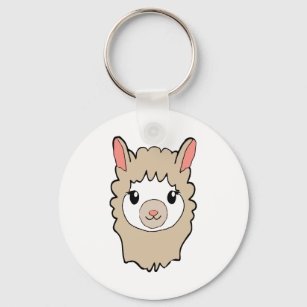 Cute Llama Face Drawing Key Ring