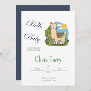 Cute LLama Fiesta Theme Baby Shower Invitation