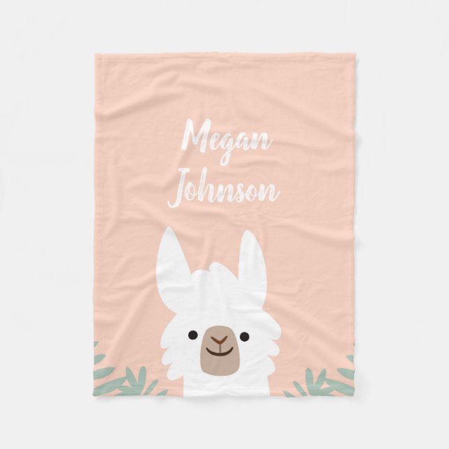 Cute Llama Fleece Blanket (Front)