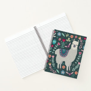 Cute Llama Floral Design Notebook