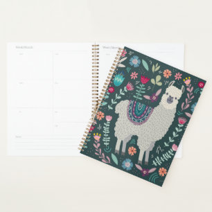 Cute Llama Floral Design Planner