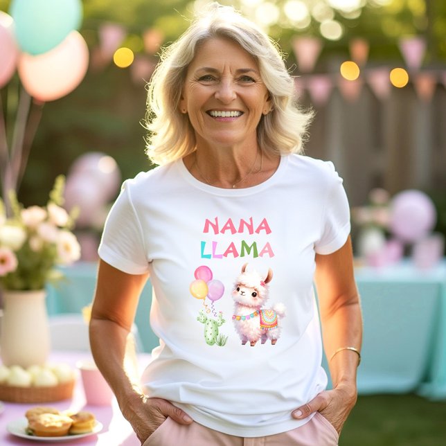 Cute Llama Fun Girl 1st Birthday Nana Name T-Shirt (Cute Llama Fun Girl 1st Birthday Nana Name T-Shirt)