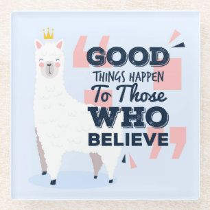 Cute Llama Glass Coaster