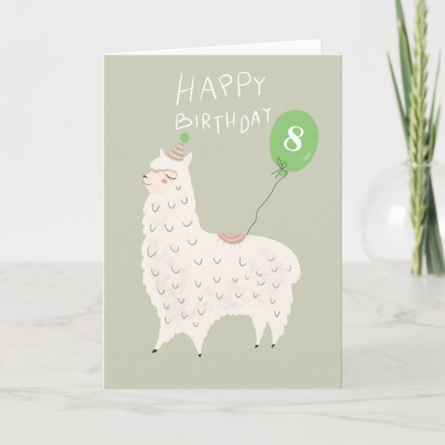 Cute Llama Happy Birthday Card (Front)