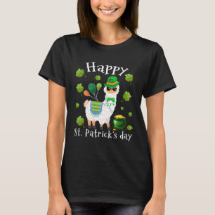 Cute Llama  Happy St Patrick s Day Irish Shamrock T-Shirt