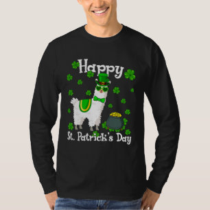 Cute Llama  Happy St Patrick s Day Shamrock Irish T-Shirt